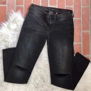 SP Black label slit knee black skinny jeans